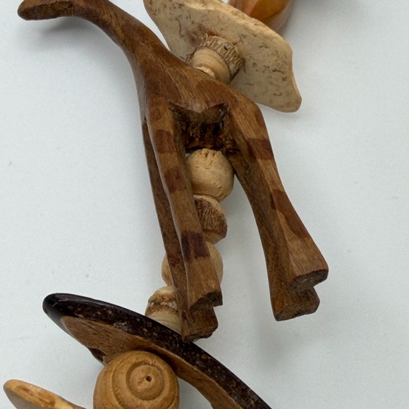 Handcrafted Safari Carved Animal with wooden beads Statement Necklace - Picture 4 of 9